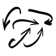 Bold curved arrows forming circular motion paths. Hand drawn arrow symbols showing rotation.