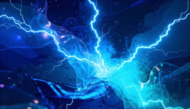 loopable abstract blue electric lightning energy backdrop perfect for static electricity day