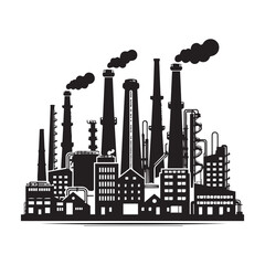 Fototapeta premium Industrial Factory Pollution Illustration – Smoke Emission City Vector
