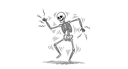 Dancing Skeleton Illustration - A Spooky and Lively Design.