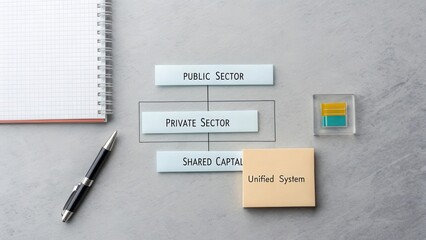 Diagram Illustrating Relationship Between Public Sector, Private Sector, Shared Capital, and Unified System in Business Framework
