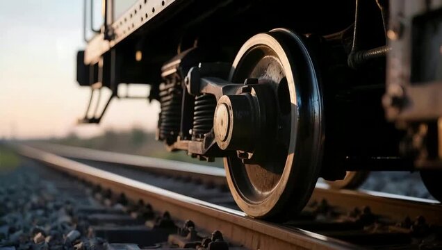 Train wheel on railway track