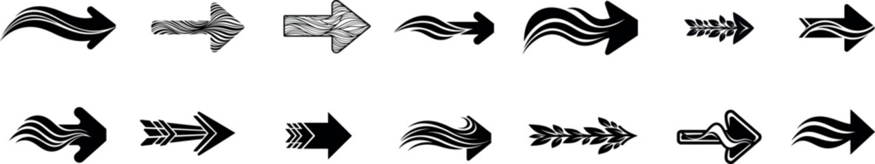 Obraz premium Collection of abstract black and white tribal arrow symbols
