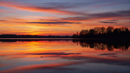 sunset over the lake
