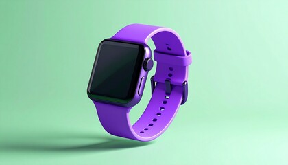 Sleek purple smart device with a vibrant wristband, showcasing advanced digital technology and modern design