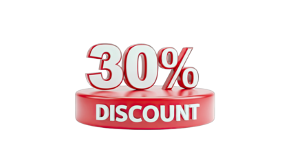 30% Discount Sign on Red Podium - Sale Concept