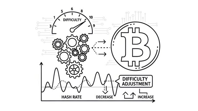 Visualizing Bitcoin mining difficulty adjustment process and its intricate relation to hash rate