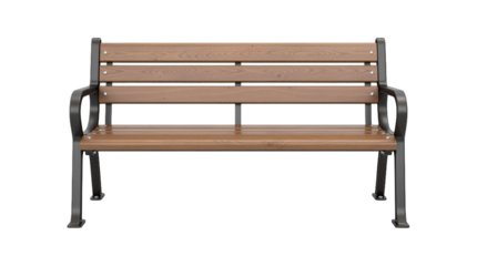 Park bench isolated on transparent background.