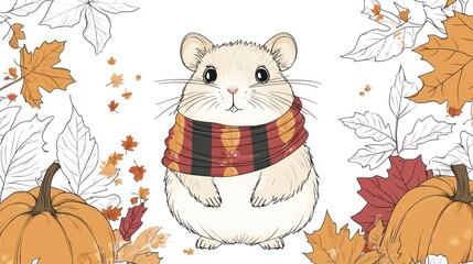 Cute hamster in autumn leaves (1)