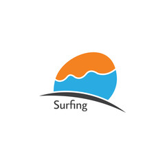 Fototapeta premium sun waves surfing board doodle colorful logo vector