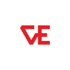 letter ve simple linked run motion logo vector