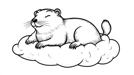 Cute gopher sleeping on a cloud.  Possible use Children's book illustration
