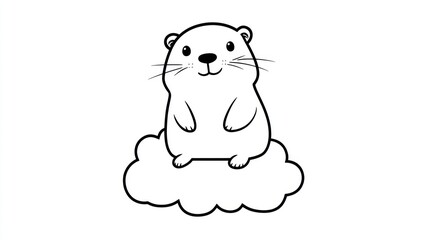 Cute Groundhog on a Cloud, Cartoon Animal Illustration, Whimsical Character, Children's Book Illustration, Digital Art, Perfect for Kids, Educational Materials, Cartoon