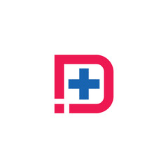 Obraz premium letter d doctor plus medical simple geometric logo vector