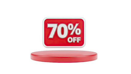 70% Off Discount Sign on Red Podium - Sale Concept
