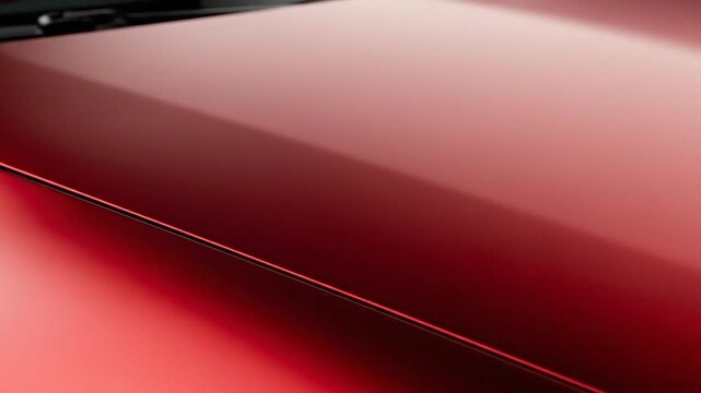 Slow Continuous Pan Across Deep Red Matte Paint Finish on Luxury Vehicle Surface