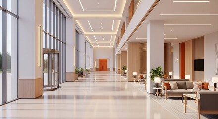 a minimalist hotel lobby