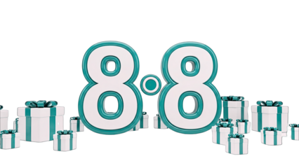 8.8 Sale Promotion with Gift Boxes on White Background