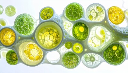 Abstract microscopic view of biological tissue cross section and organic structures