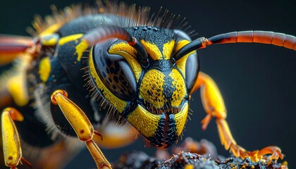 Detailed macro view of colorful and patterned insect wing structure