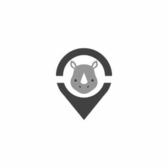 Rhino Head in Location Pin Logo Design.