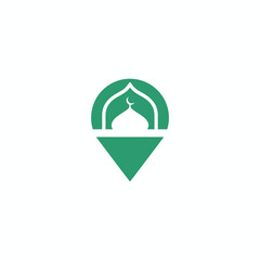 Mosque location pin icon symbol.