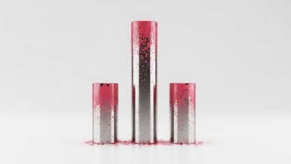 red and silver metal cylinders with paint splatters