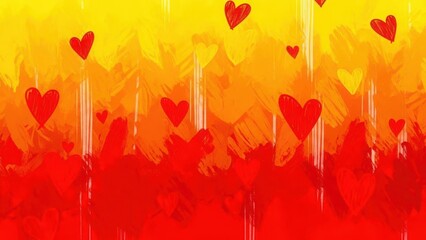 heart shapes in yellow and red colors