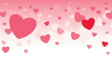 Pink and red hearts floating on white and pink background