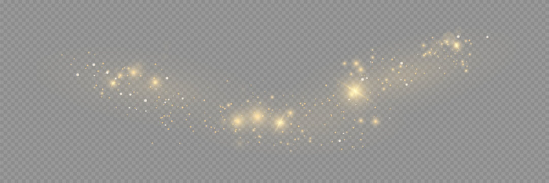 Gold sparkles background. Vector shining particles.