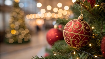 Premium Christmas abstract bokeh background, 85mm, shallow depth of field, 8K ultra-detailed
