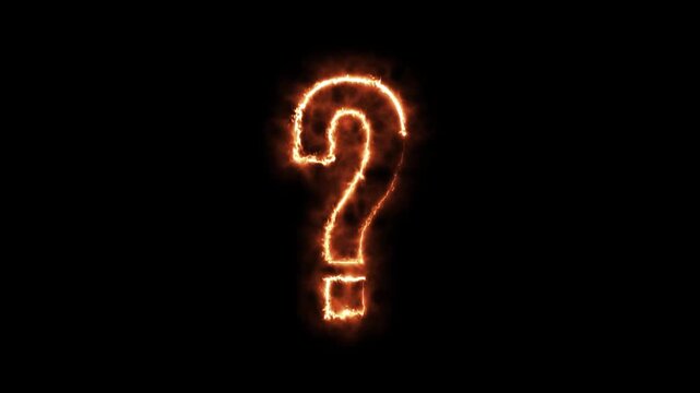 Burning Fire Question Mark Animation Loop with Alpha Channel