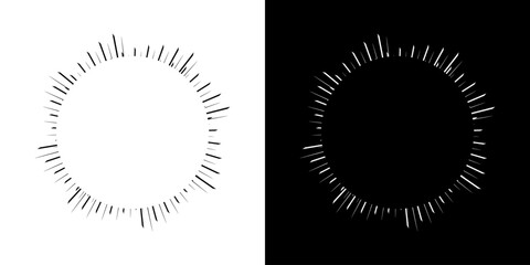 Dynamic abstract spiral sound wave rhythm lines. Circular spiral sound wave rhythm of lines. Circular futuristic abstract lines, black and white background.	