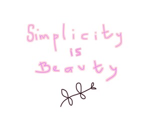 Handwritten “Simplicity is Beauty” quote with soft pink lettering on a white background, minimalist typography design, aesthetic inspirational text perfect for modern branding and wall art.
