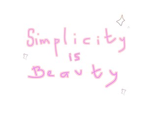 Handwritten “Simplicity is Beauty” quote with soft pink lettering on a white background, minimalist typography design, aesthetic inspirational text perfect for modern branding and wall art.