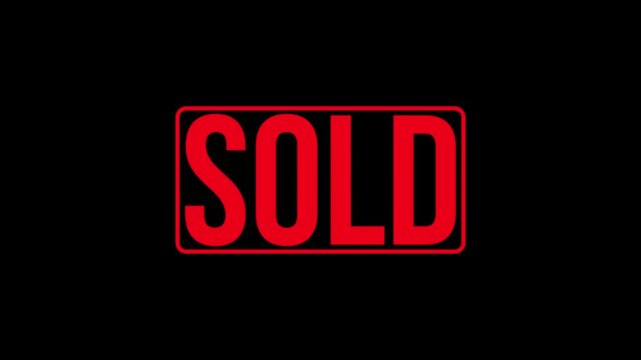 Sold Text Impact Stamp Animation Transparent Background