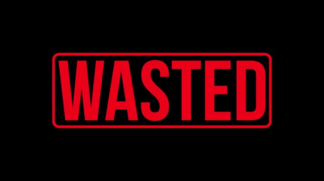 Wasted Text Impact Stamp Animation Transparent Overlay