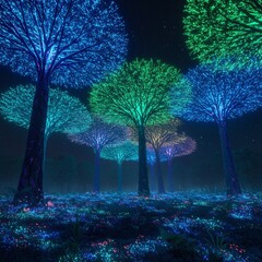 Energy Forest A forest with glowing trees to symbolize energy fr