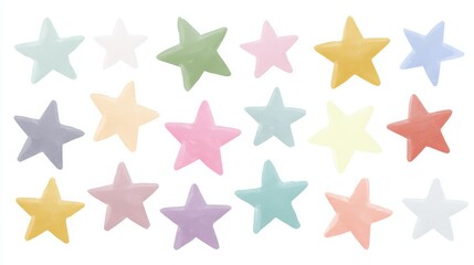 Obraz premium Colorful Star Shapes in Various Pastel Shades for Creative Projects