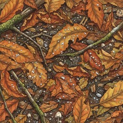 Forest Floor A detailed illustration of a forest floor complete