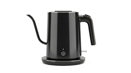 Black electric gooseneck kettle isolated on transparent background