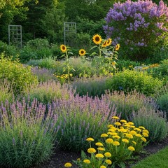 Garden of Memories Depict a garden filled with flowers that repr