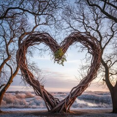 Heart Shaped Tree Branches arranged to form a heart shape