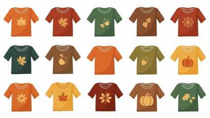 Collection of Autumn Themed T-Shirts with Seasonal Designs. © Tama