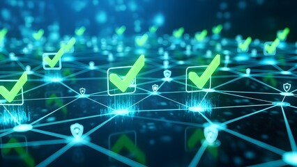 fiber optics background with lots of light spotsFuturistic Fiber Optics Background with Glowing Light Spots, High Speed Internet Data Flow, Abstract Digital Network, Blue Neon Technology Concept, Comm