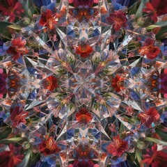 Kaleidoscopic Flowers Fragmented floral motifs reflected and rea