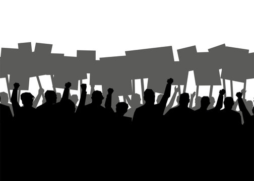 Many people with signs protest stock illustration