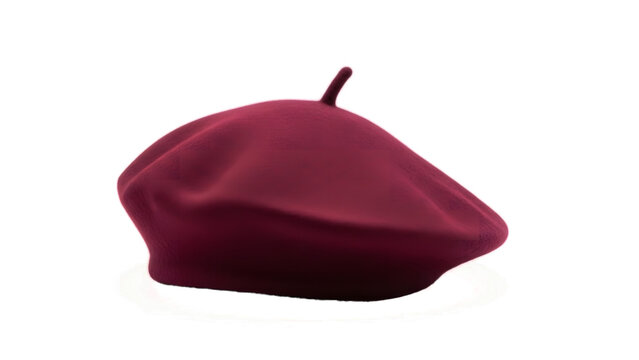 Maroon beret hat with transparent background isolated on transparent background