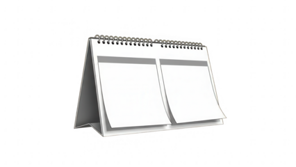 Open desk calendar display isolated on transparent background