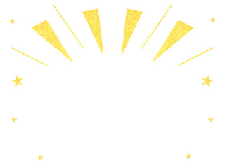 明るい金色に輝く放射線と星の装飾素材
